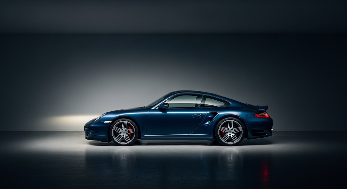 Porsche 997 Turbo occasion garée dans un garage moderne