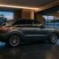 Porsche Cayenne hybride branché à une borne de recharge dans un garage