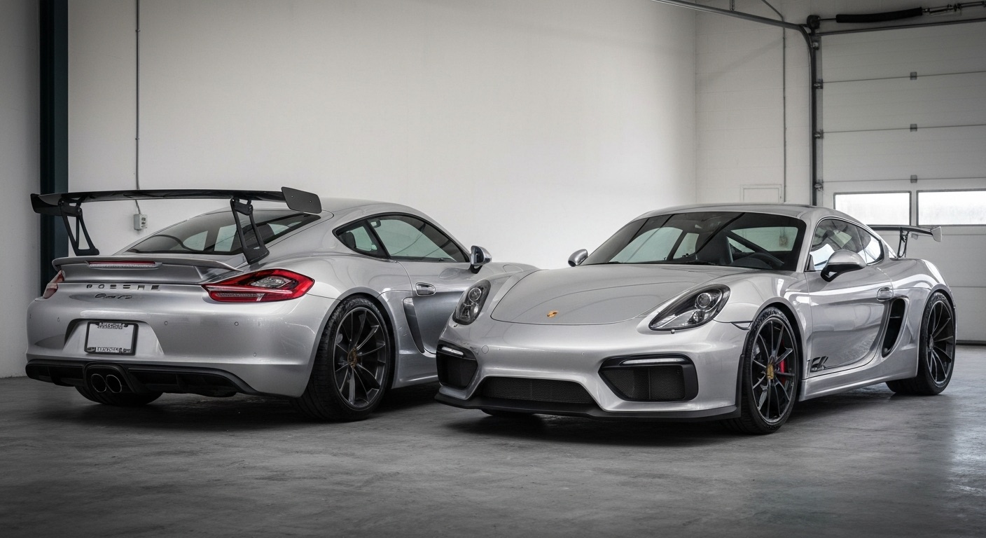 Porsche Cayman GT4 et GTS côte à côte, comparatif occasion